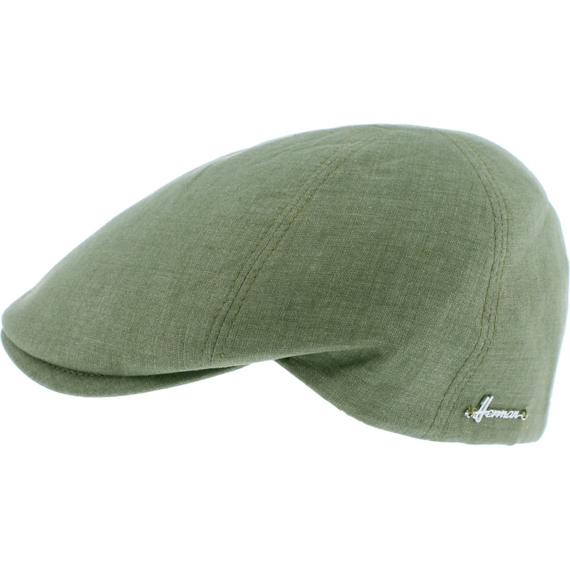 Plain color flat cap with pattern fabric under peak