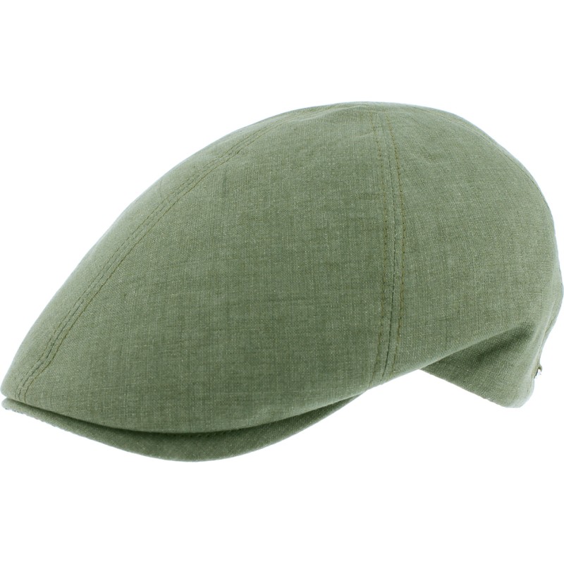 Plain color flat cap with pattern fabric under peak