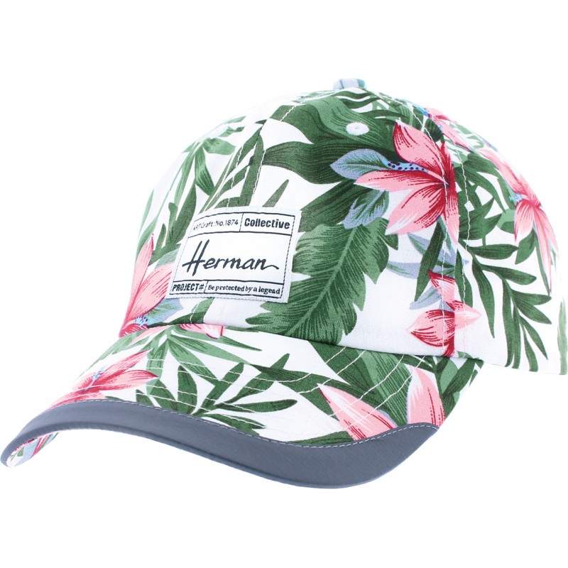 Casquette baseball à motif tropical fleuri avec badge r