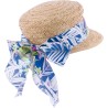 casquette femme en paille avec foulard fleurs