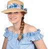 casquette femme chic en paille naturelle avec foulard tropical