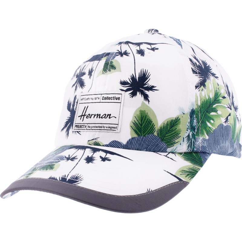 Casquette baseball à motif tropical avec badge rectangu