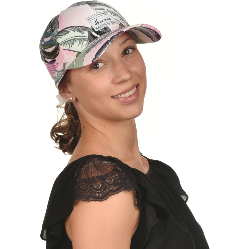 Tropical pattern  baseball cap and plain mesh with velcro closing