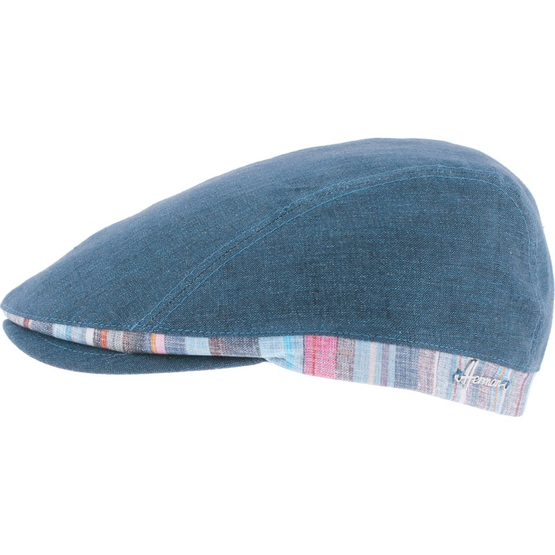 Plain color flat cap, with pattern fabric back band