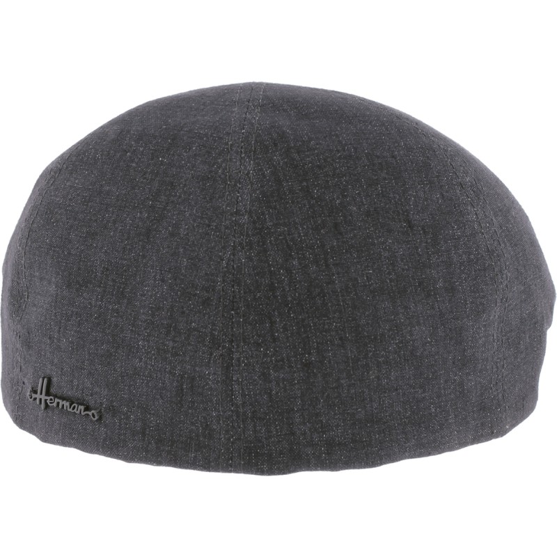 Plain color flat cap with pattern fabric under peak