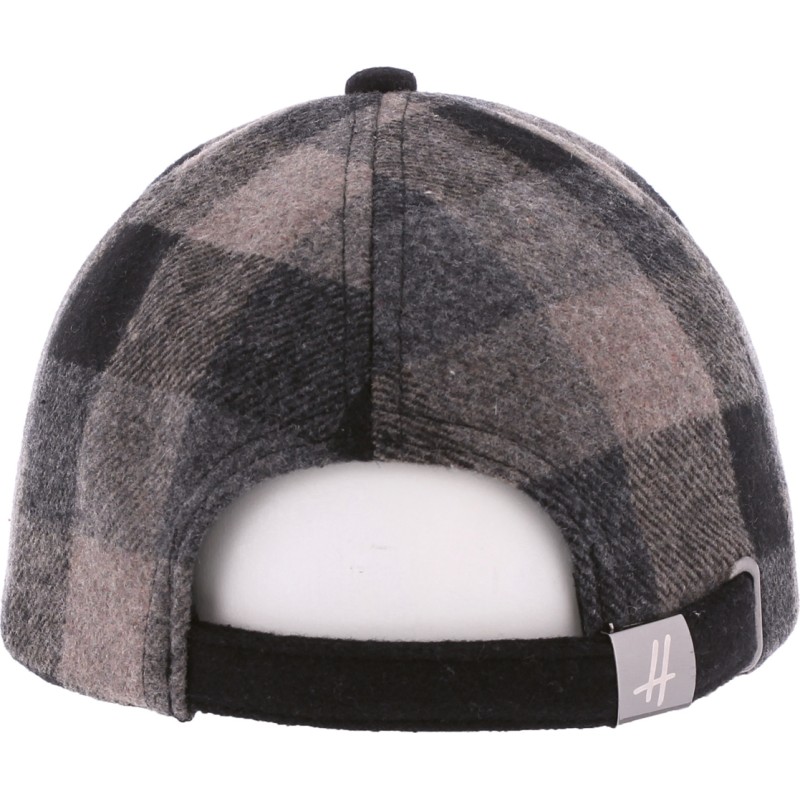 Casquette forme baseball en tweed à carreaux, visière unie