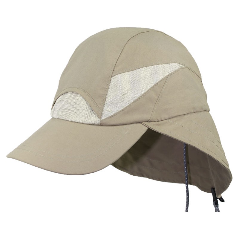 Casquette microfibre anti-uv et déperlant unie avec filets + rabat et