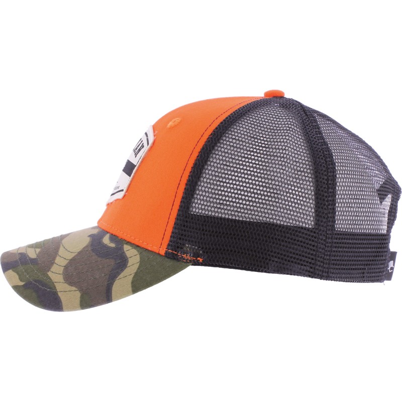 Trucker cap, camo visor, plastic closing "snapback"