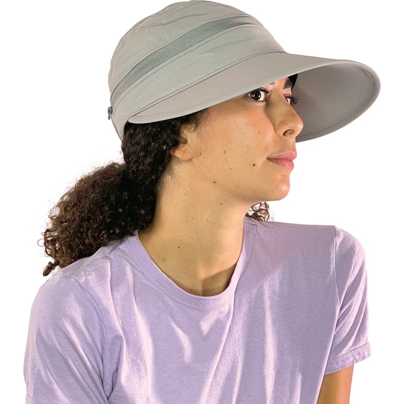 Casquette / visière femme sport, dessus dézippable, UPF50