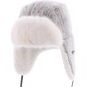 Fleece-lined heather trapper hat