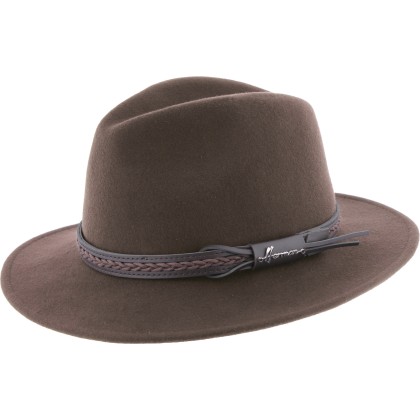 Chapeau adulte grand bord coupé cousu uni avec ceinture torsadée et ca