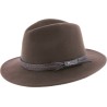 Chapeau adulte grand bord coupé cousu uni avec ceinture torsadée et ca