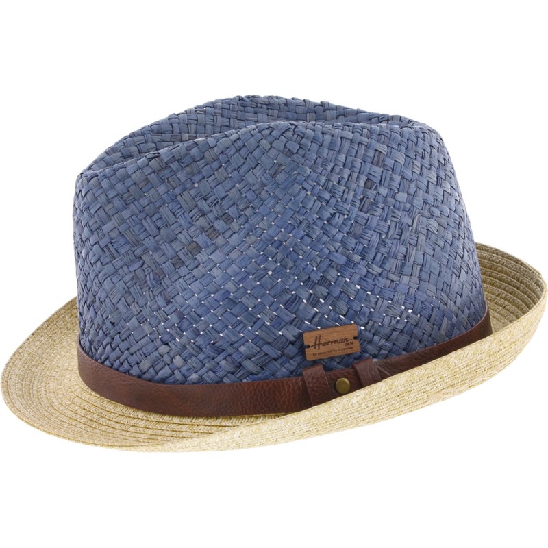 raffia straw bicolour small brim hat