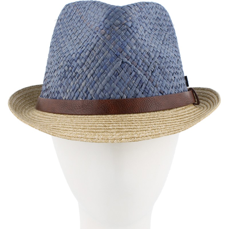 raffia straw bicolour small brim hat