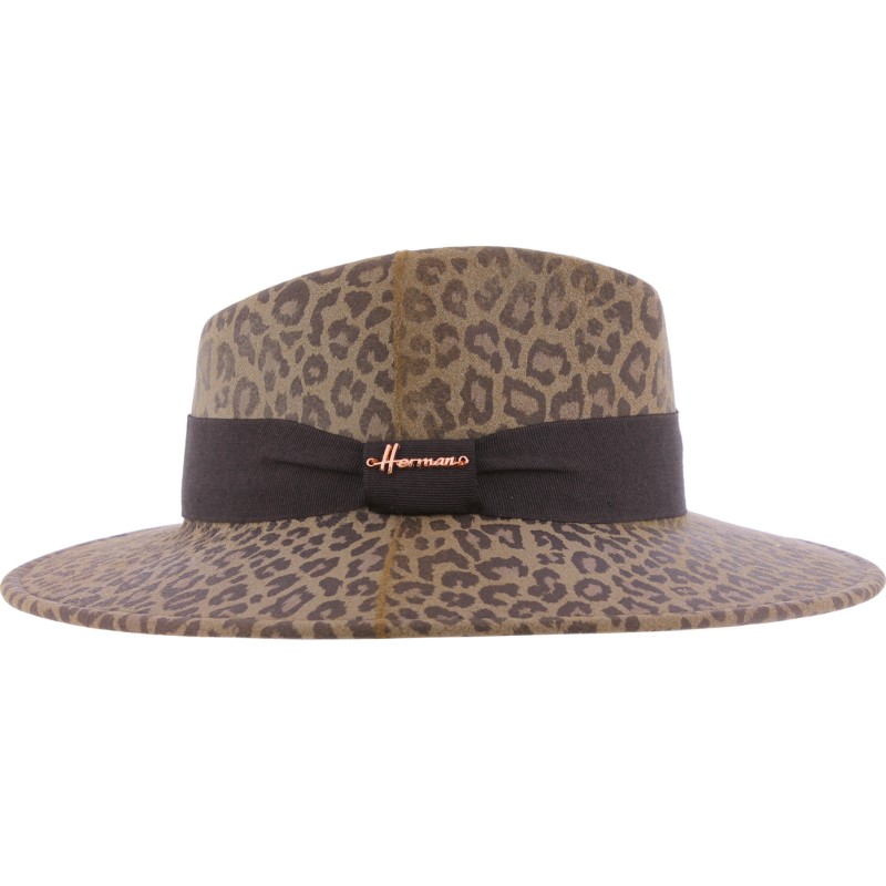 CHAPEAU GRAND BORD EN FEUTRE DE LAINE IMPRIME LEOPARD