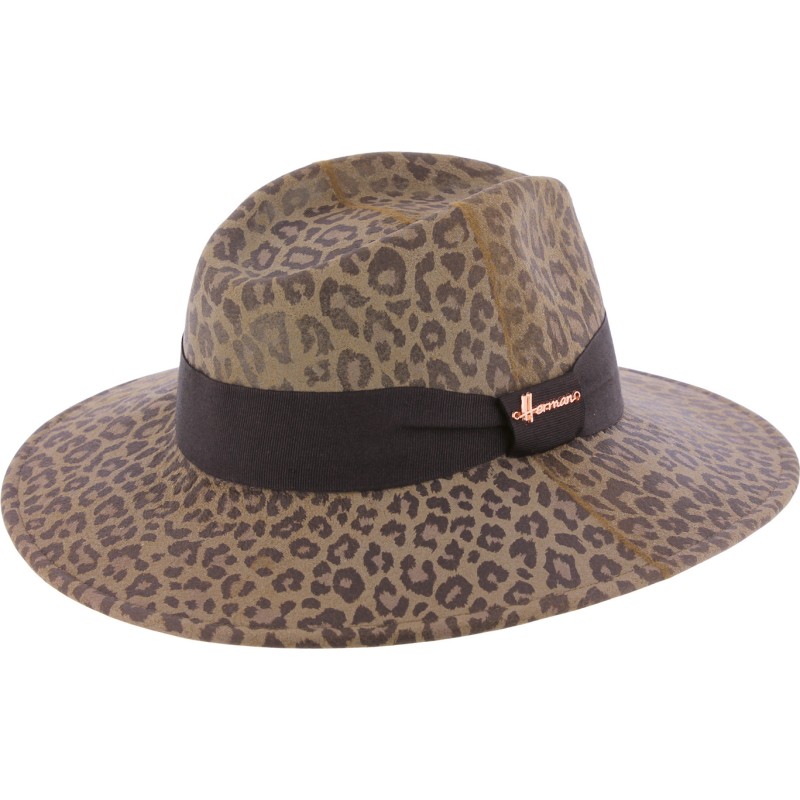 CHAPEAU GRAND BORD EN FEUTRE DE LAINE IMPRIME LEOPARD