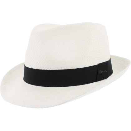 Chapeau paille papier blanc + gros grain noir