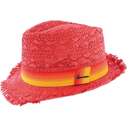 petit chapeau rouge en paille papier avec franges