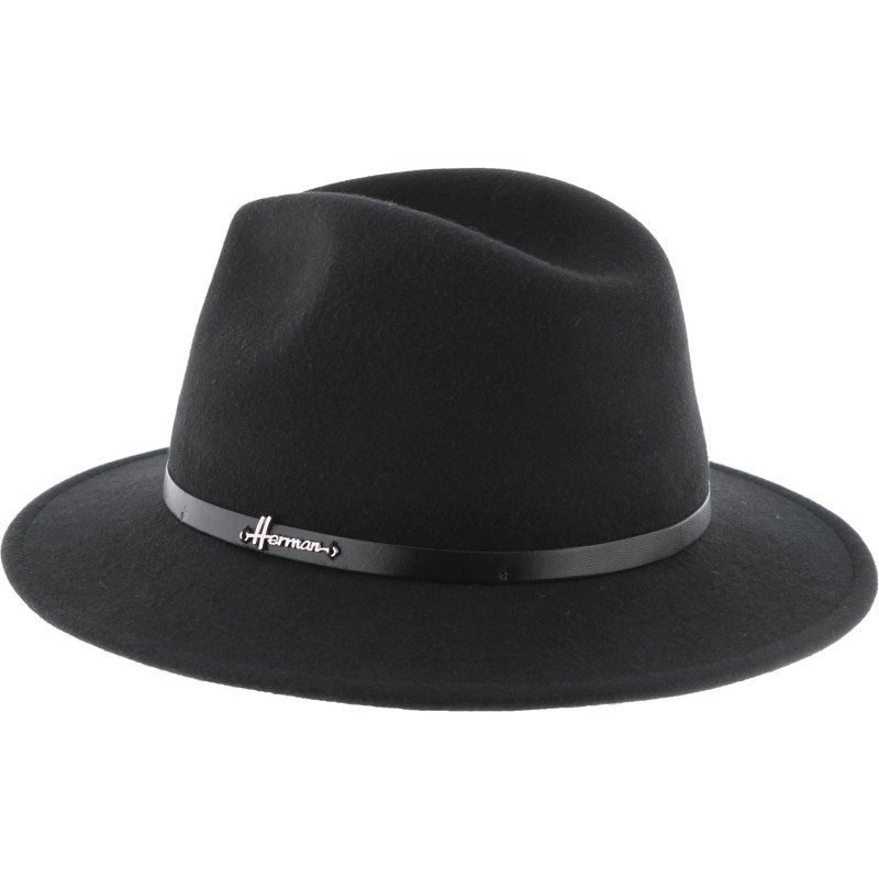 Large Brim felt hat with laether belt.