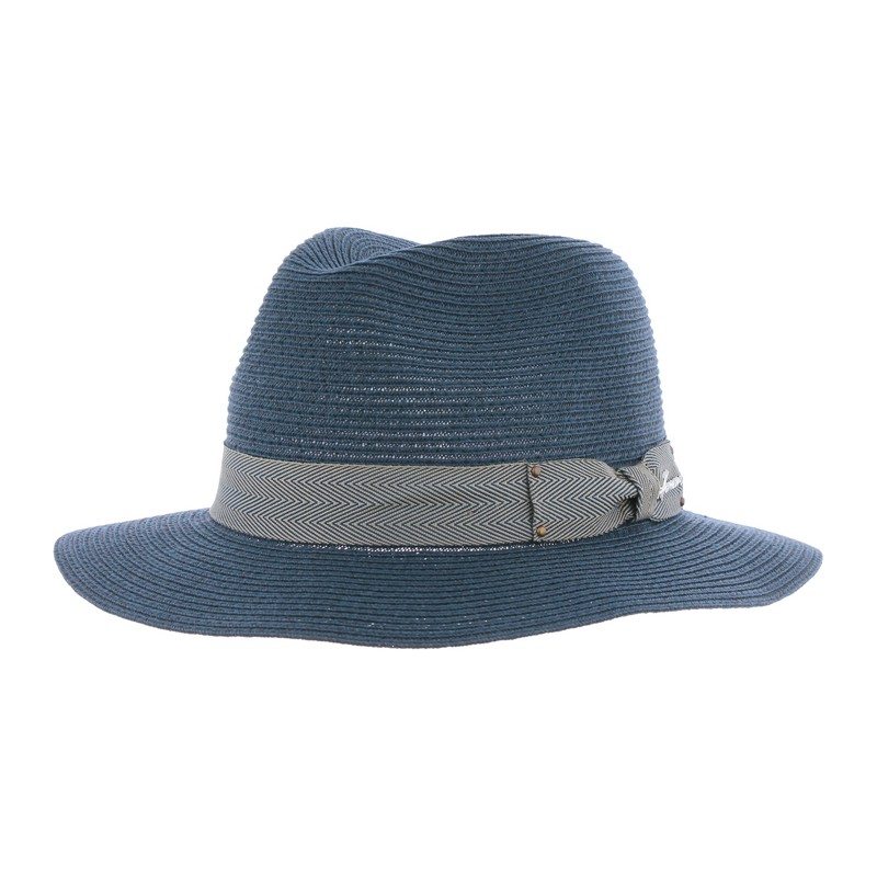 Chapeau grand bord uni en paille papier cousue