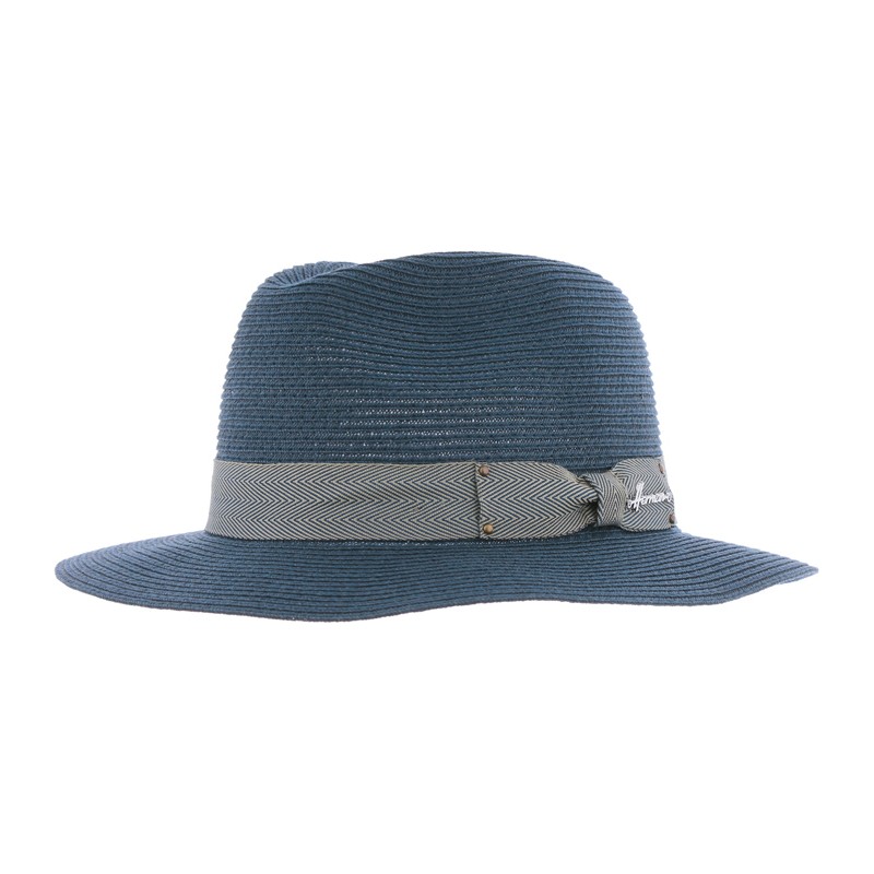 Chapeau grand bord uni en paille papier cousue