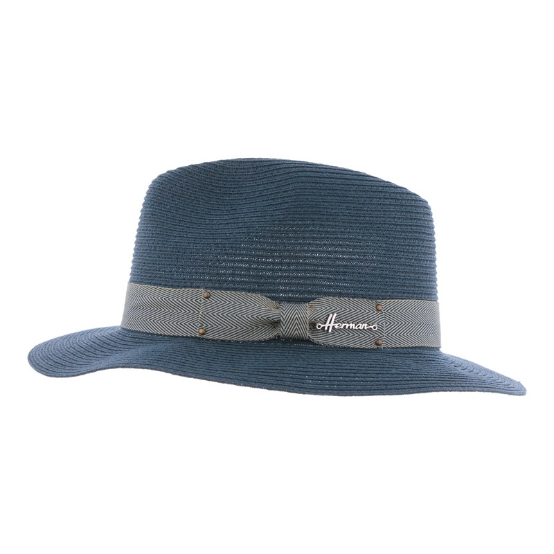 Chapeau grand bord uni en paille papier cousue