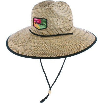 Chapeau paille naturelle grand bord  avec jugulaire dessous en tissu i