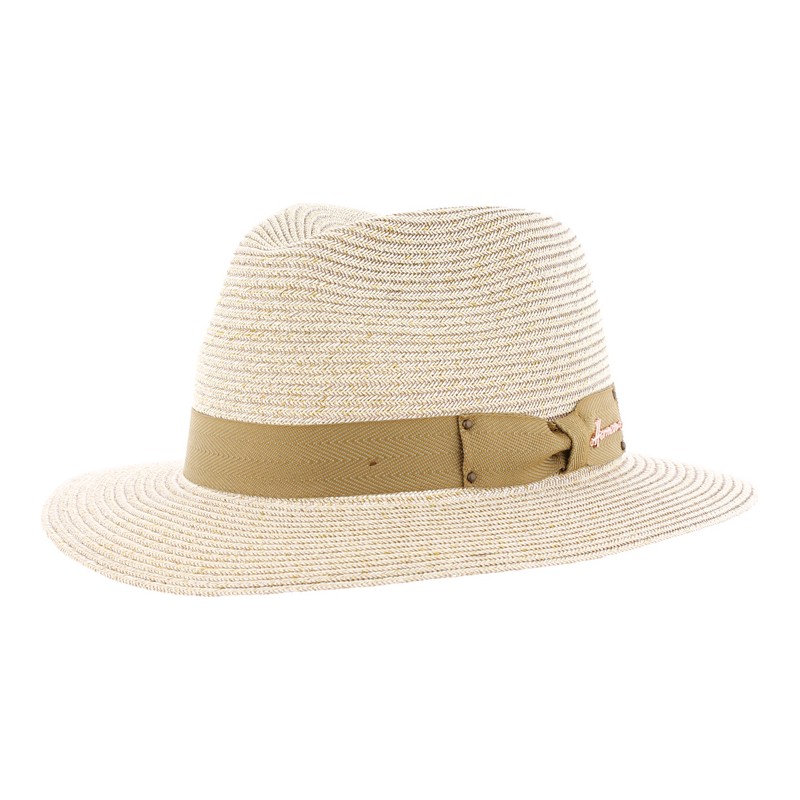 Chapeau grand bord uni en paille papier cousue