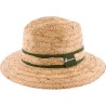 Large brim hat in raffia with straw and plain fabric braid and with le