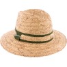 Large brim hat in raffia with straw and plain fabric braid and with le