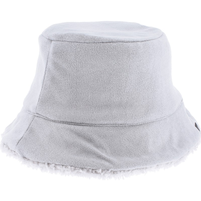 Flexible and reversible bucket hat in soft material on one side and pl