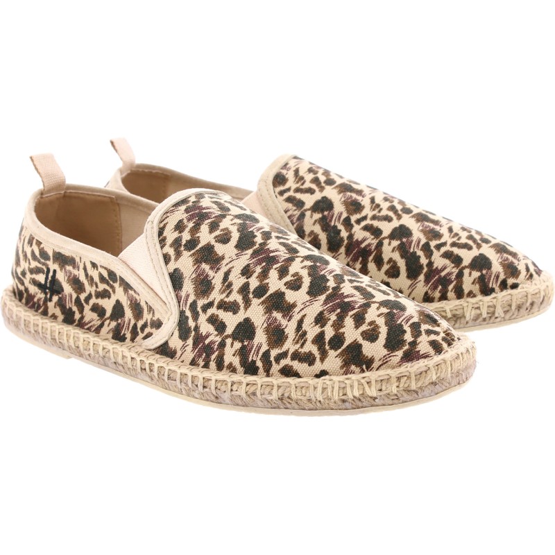 Espadrille dessin leopard savane beige