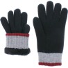 Men's tricolor knit gloves lined with teddy plush