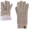 gants femme en maille avec fil lurex et doublure en teddy plush doux beige taupe