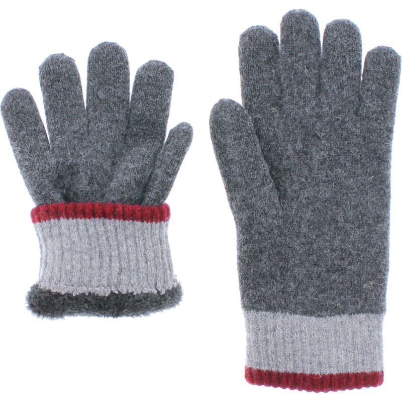 gants homme tricolore en maille avec doublure en teddy plush soft