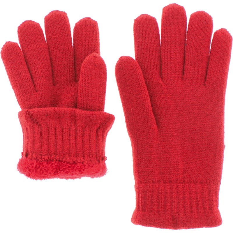 Gants femme en maille unie doublés en teddy plush