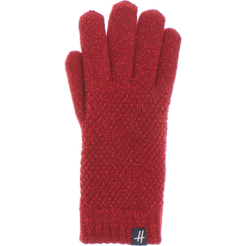 Women's knit gloves with lurex lined in teddy plush