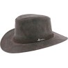 Large leather brim hat, with chin strap