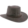 Large leather brim hat, with chin strap