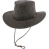 Large leather brim hat, with chin strap