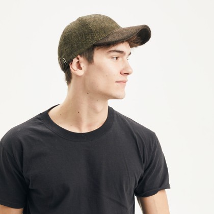 Casquette forme baseball en tweed, visiere unie