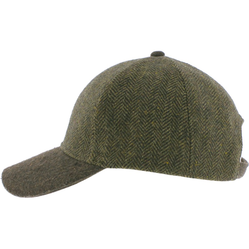 Casquette baseball en tweed coloris vert foncé