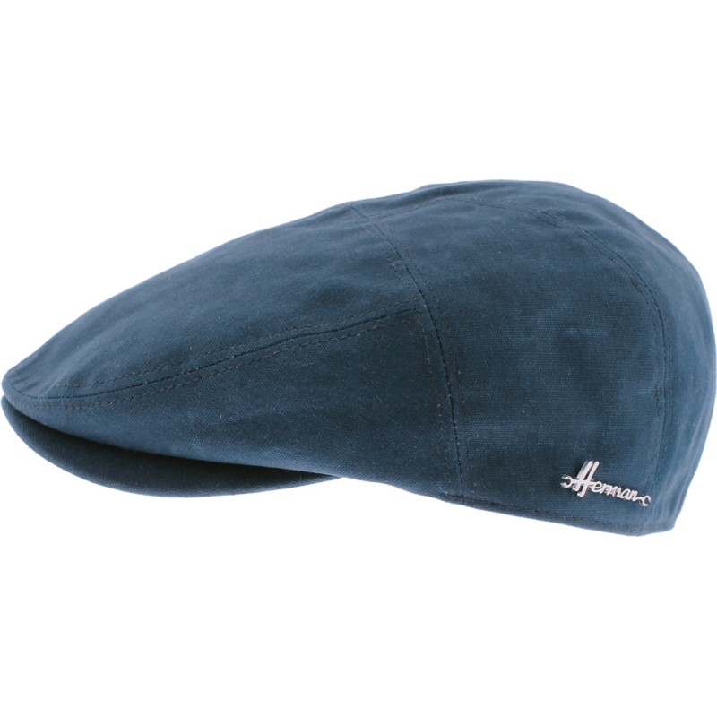 Casquette plate imperméable en coton huilé