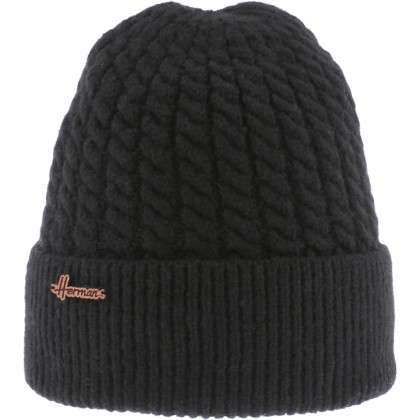 bonnet herman adulte, avec revers et doublure polaire, coloris noir