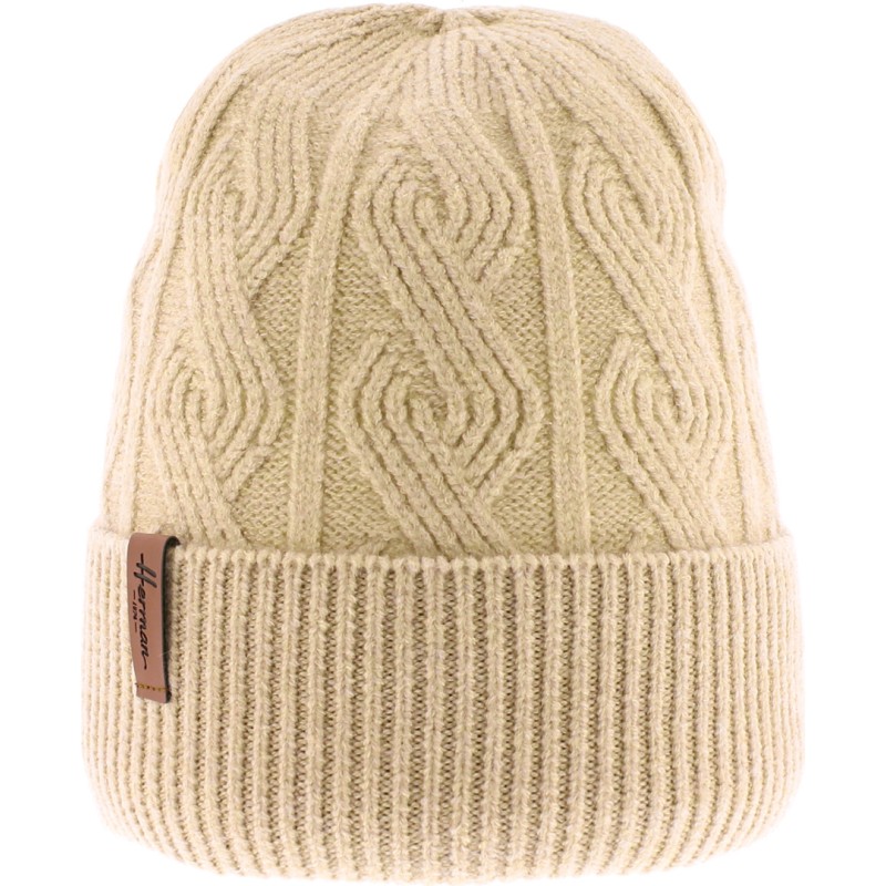 bonnet herman adulte avec revers, coloris beige