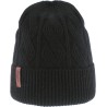 bonnet herman adulte en maille avec revers et torsades, coloris noir