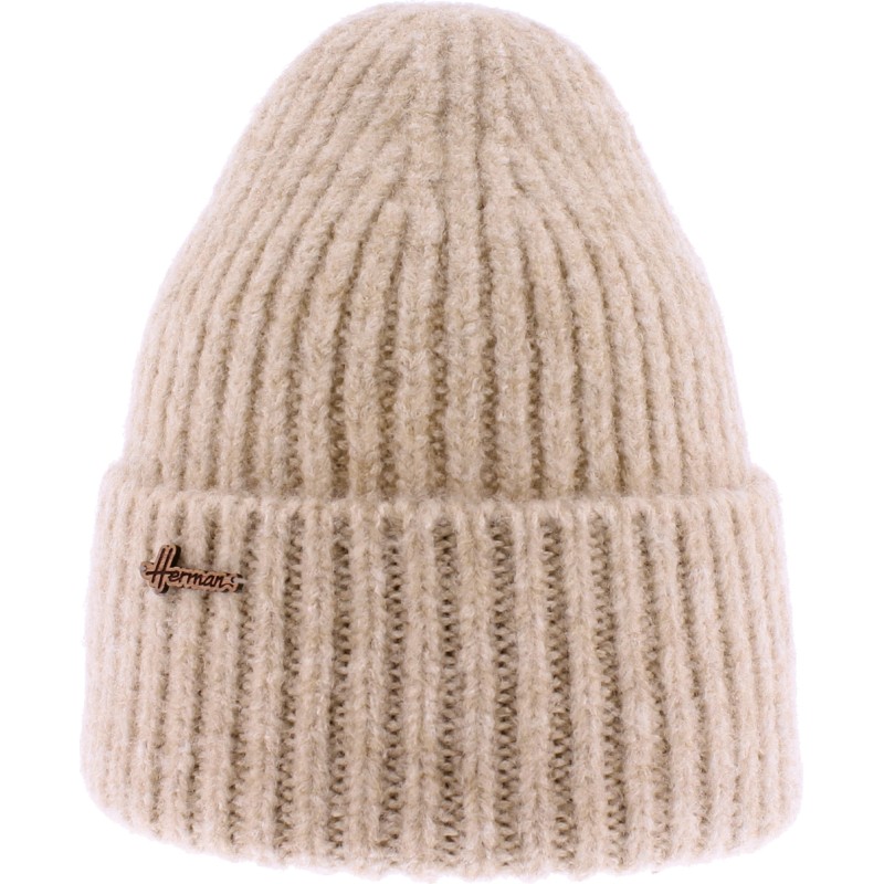 Plain ribbed adult beanie with cuff