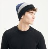 bonnet homme hiver, en maille tricolore avec revers