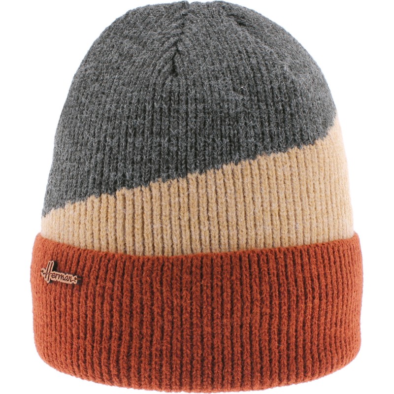 bonnet herman hiver, en maille tricolore avec revers