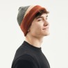 bonnet homme hiver, en maille tricolore avec revers et plush interieur